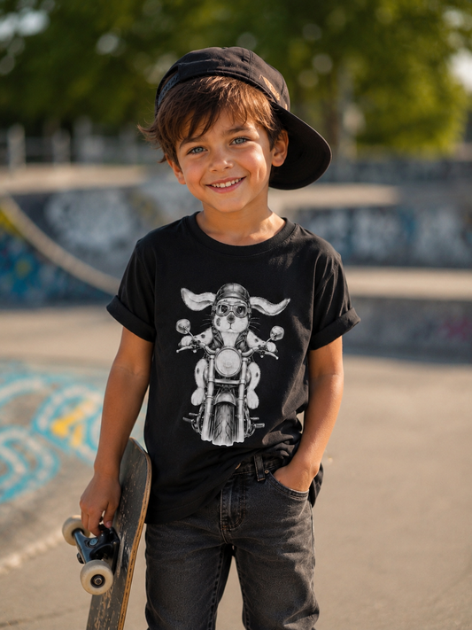 Kinder-T-Shirt „Biker-Hase"