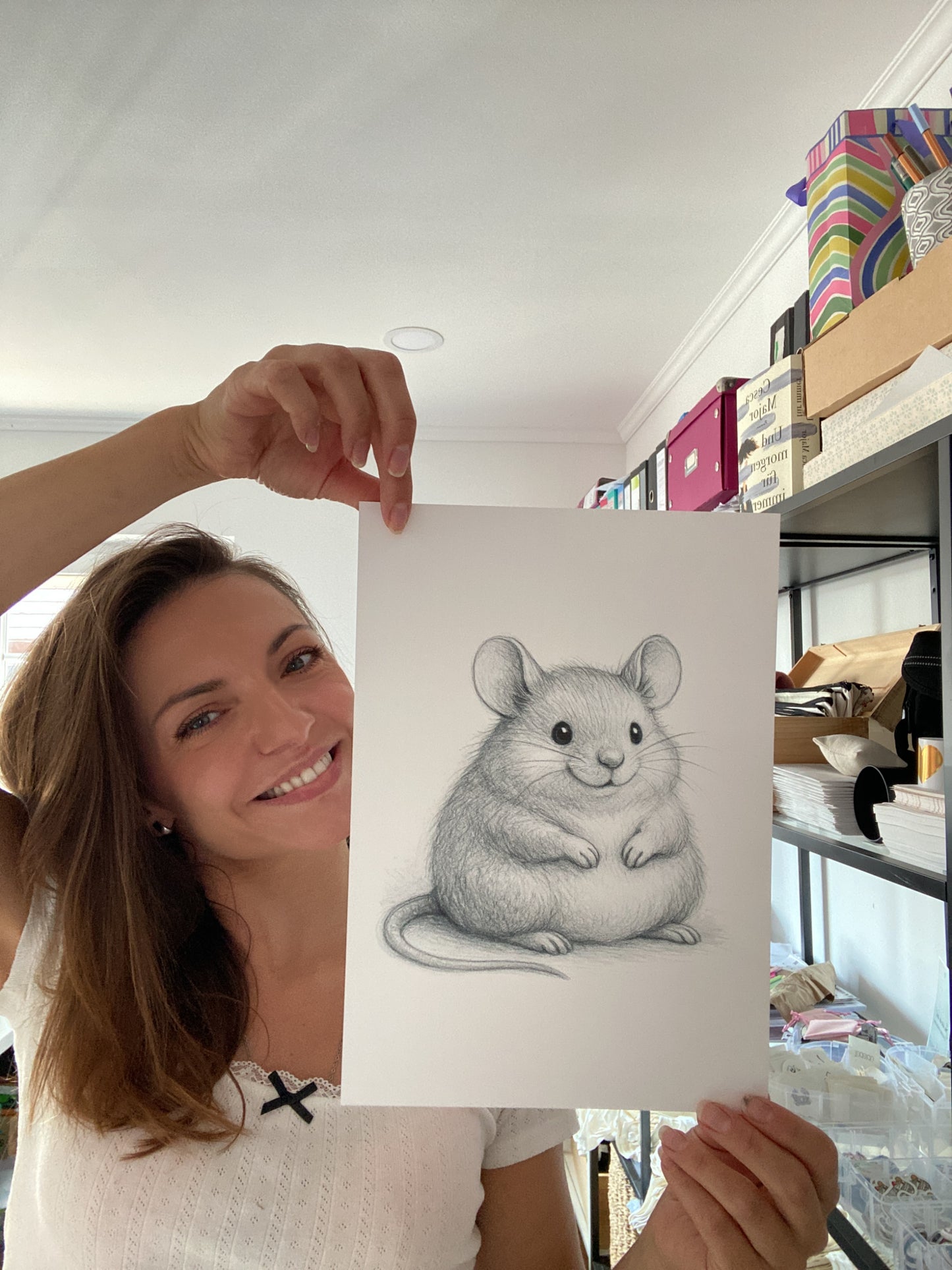 A4 Print "Mäuschenliebe" auf den ersten Blick - das wohl süßeste Mäuschen der Welt