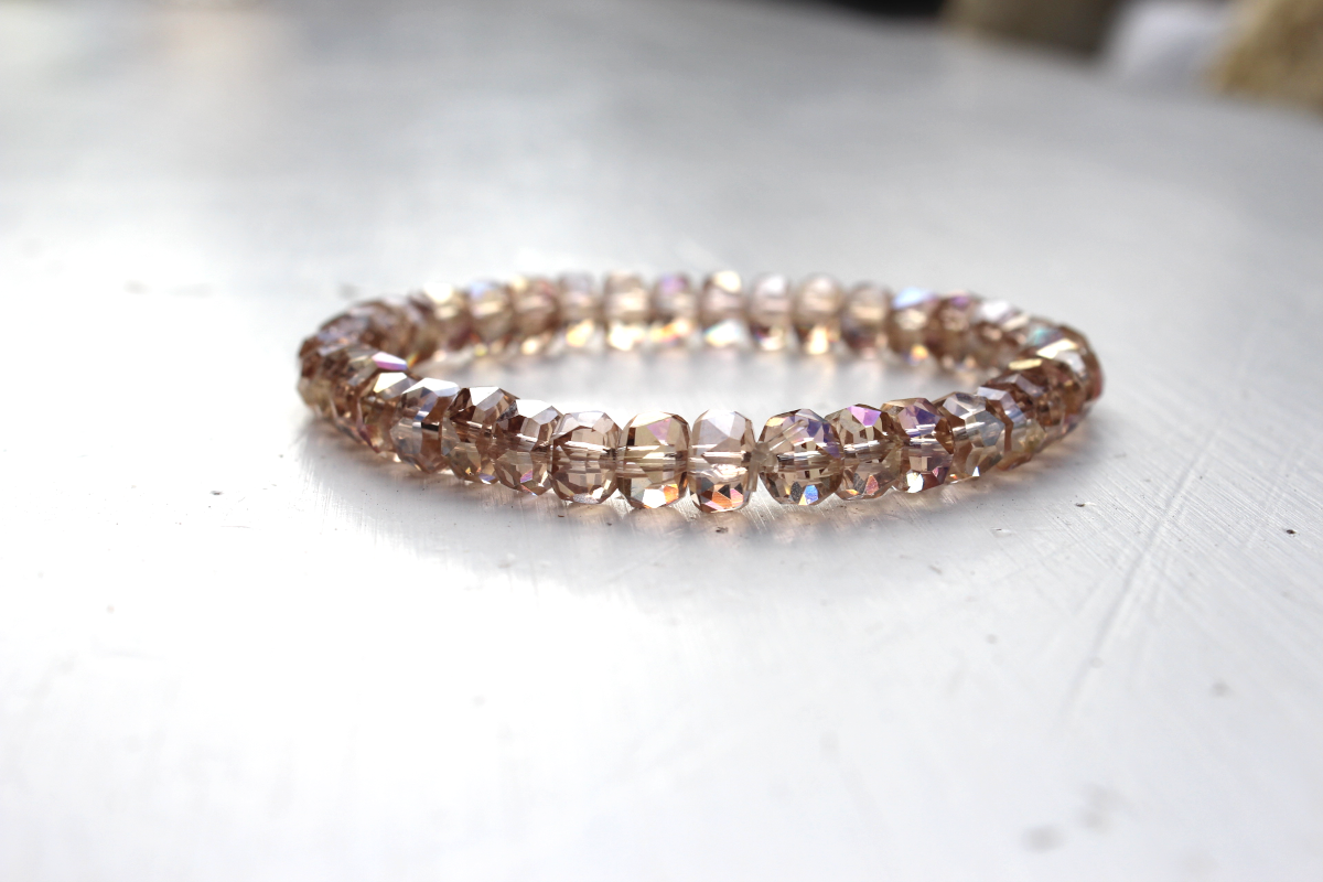 Armband-Set Champagner & Crushed-Glas – doppelt schön