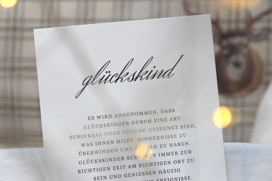 Print „glückskind“ – feines Statement auf Naturpapier