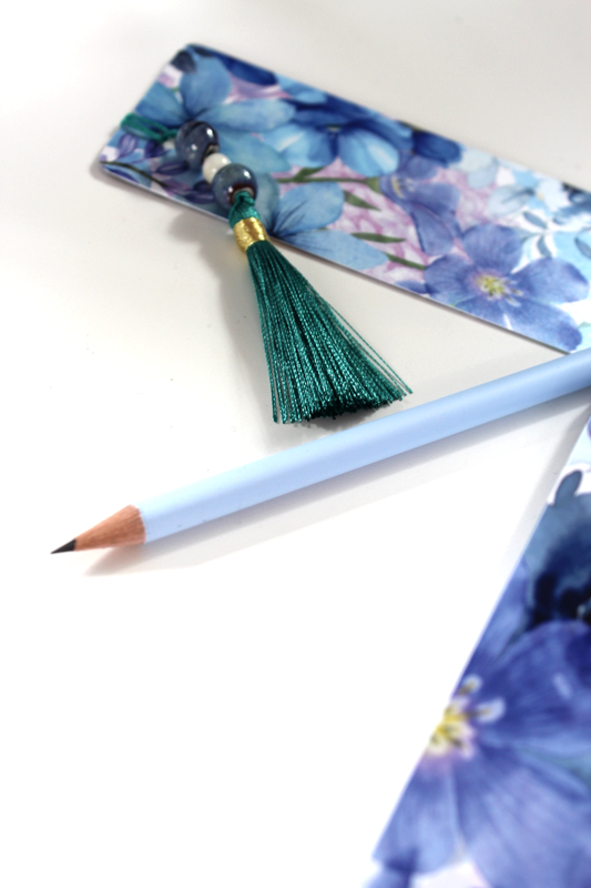 Notizbuch-Set Blau Floral – mit Bleistift & Einleger