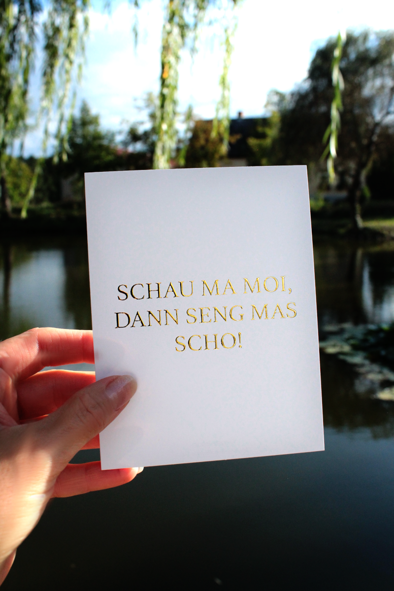Kategorie Mundart auf Papaer und Gold, Karte, Postkarte, Königsknöpfe, Selbstgemacht, Little Business, Onlineshop, Geschenke, Papeterie, Text Veredelung, Königsknöpfe