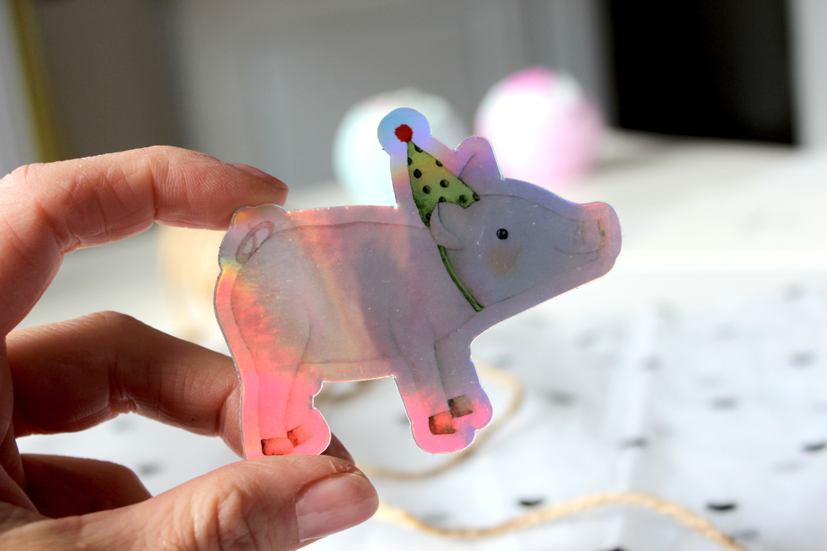 Königsknöpfe DIY Illustration Glimmer Sticker Kinder Aufkleber Partyschwein Königsknöpfe