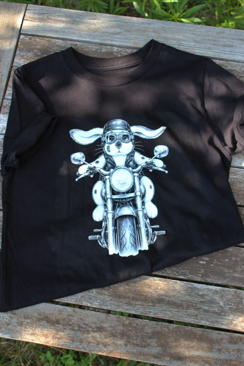 Kinder-T-Shirt „Biker-Hase"