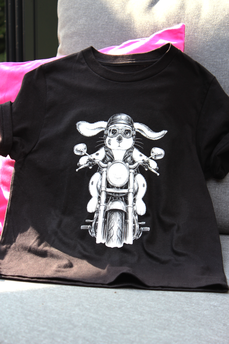 Kinder-T-Shirt „Biker-Hase"