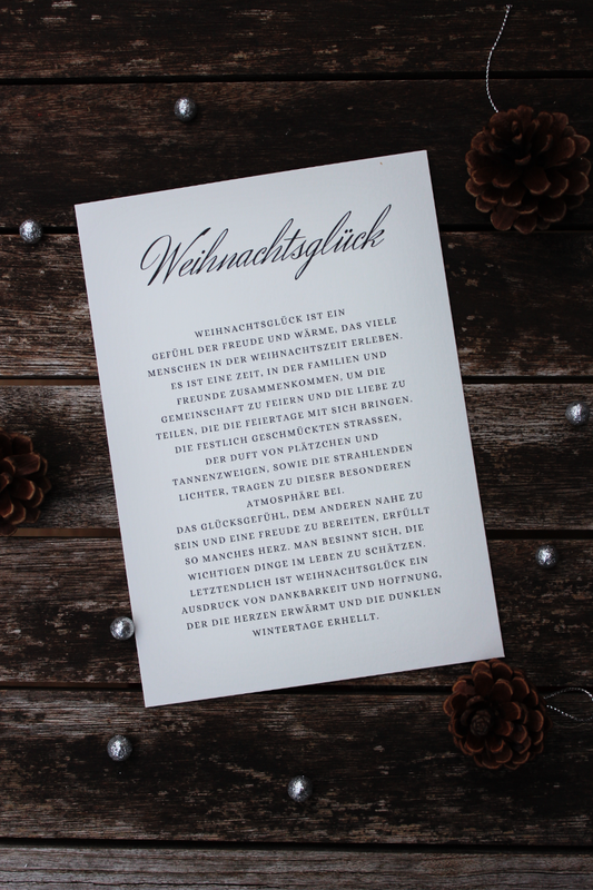 Wordprint "Weihnachtsglück" mit Kartenhalter