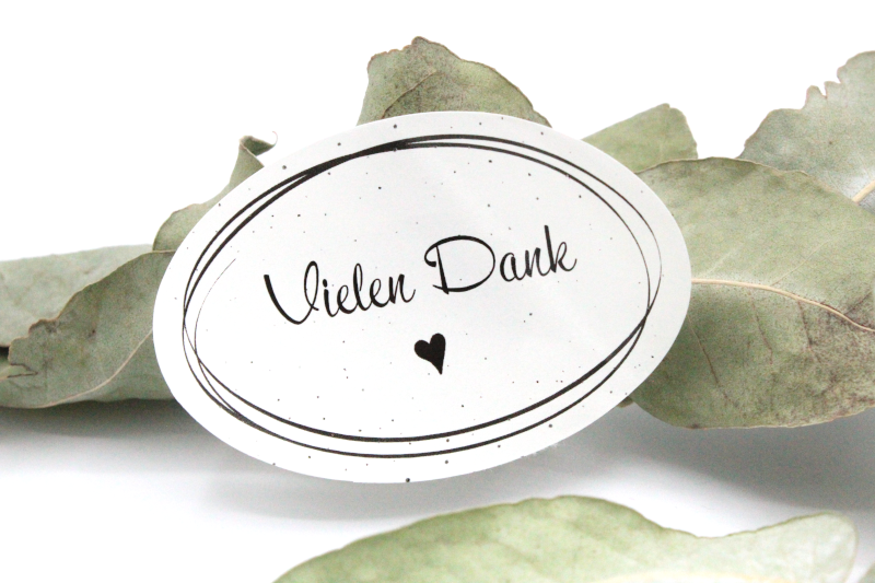 Sticker "Vielen Dank" Aufkleber Text Illustration