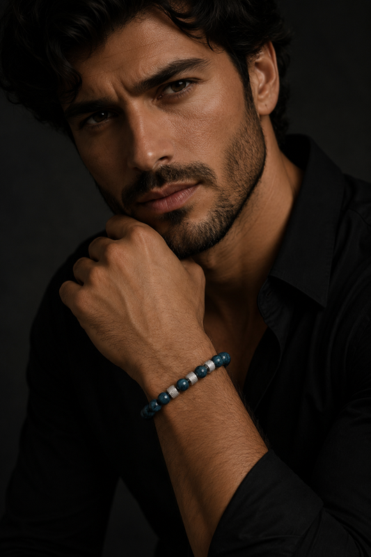 Männerarmband „Türkis“ – Tigerauge & Edelstahl