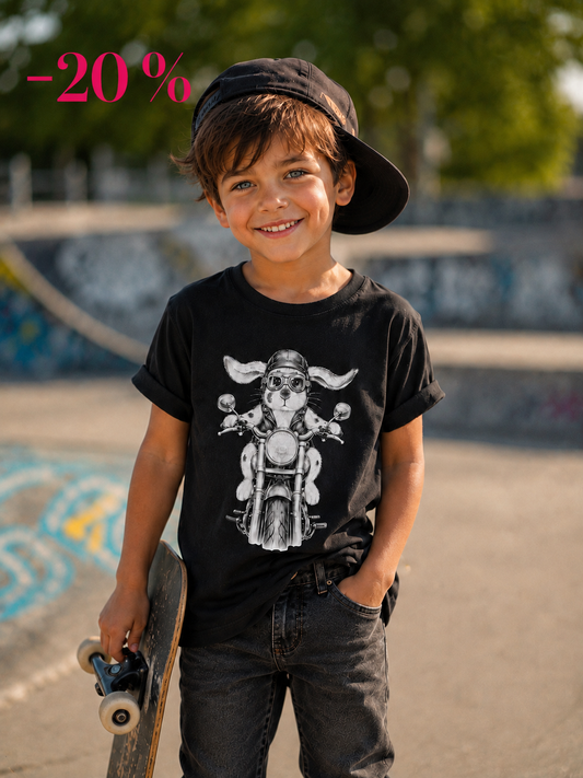 Kinder-T-Shirt „Biker-Hase"