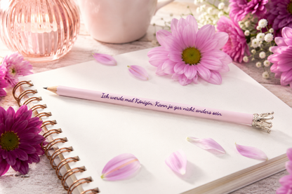 Stift und Krönchen "Ich werde mal Königin,..."