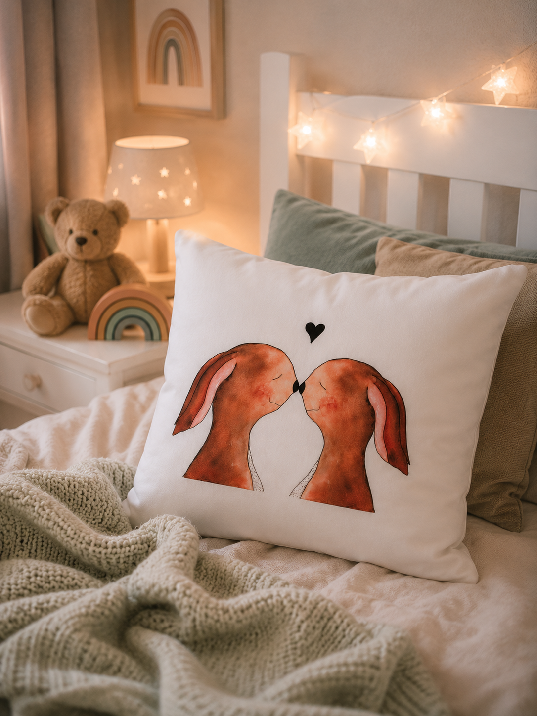 Kissen "Hasennasen" – „Liebe zum Reinkuscheln“
