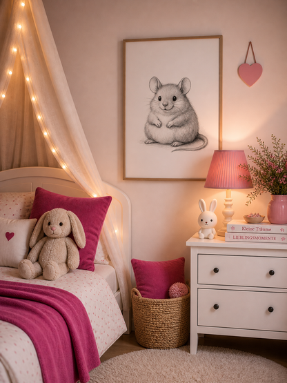 A4 Print "Mäuschenliebe" auf den ersten Blick - das wohl süßeste Mäuschen der Welt