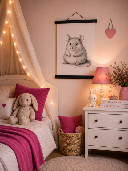 A4 Print "Mäuschenliebe" auf den ersten Blick - das wohl süßeste Mäuschen der Welt