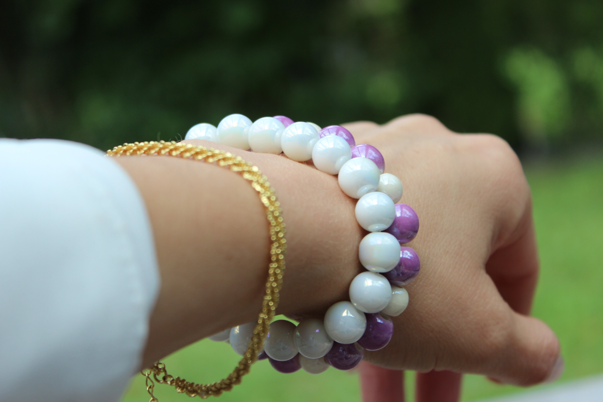 Armband-Set Porzellan in Perlmuttoptik & Keramik