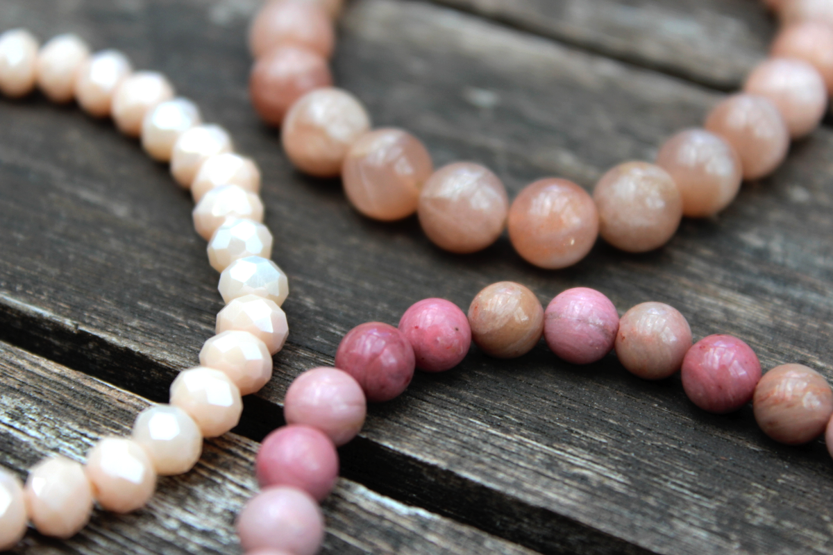 Armband-Set Natur- und Edelsteine Apricot - Rosé