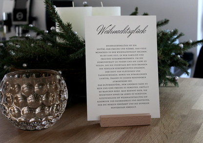 Wordprint "Weihnachtsglück" mit Kartenhalter