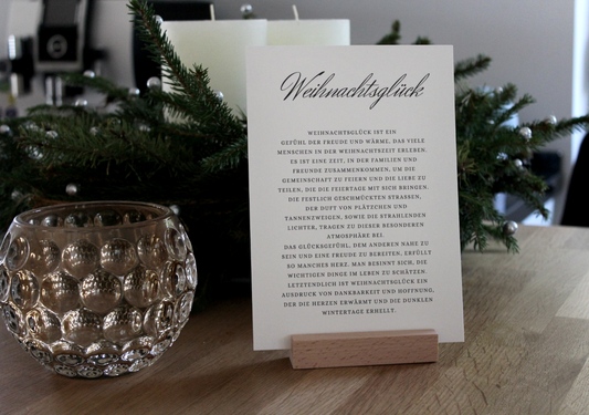 Wordprint "Weihnachtsglück" mit Kartenhalter