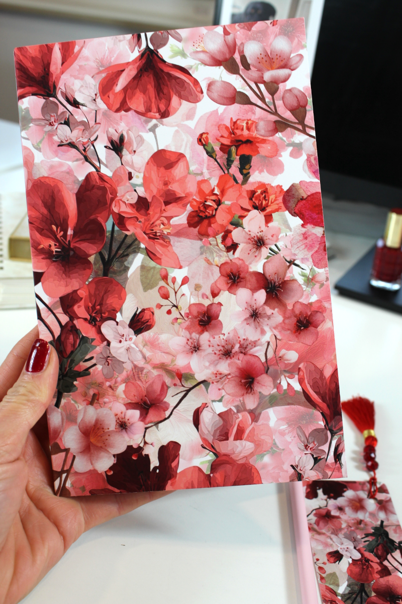 Notizbuch-Set zarte Kirschblüte – mit Bleistift & Einleger