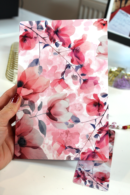 Notizbuch-Set zarter Mohn – mit Bleistift & Einleger