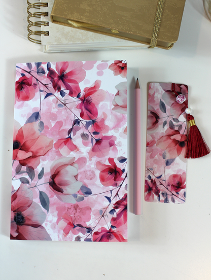 Notizbuch-Set zarter Mohn – mit Bleistift & Einleger