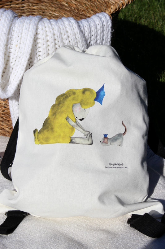 Baumwollrucksack "Hippo" Kinderrucksack Sportbeutel Schwimmbetel Urlaub Schule Freizeit Illustation Kinder Königsknöpfe