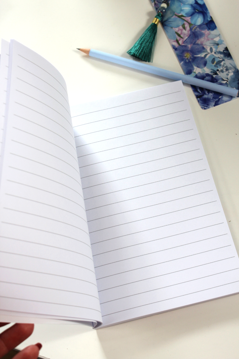 Notizbuch-Set Blau Floral – mit Bleistift & Einleger