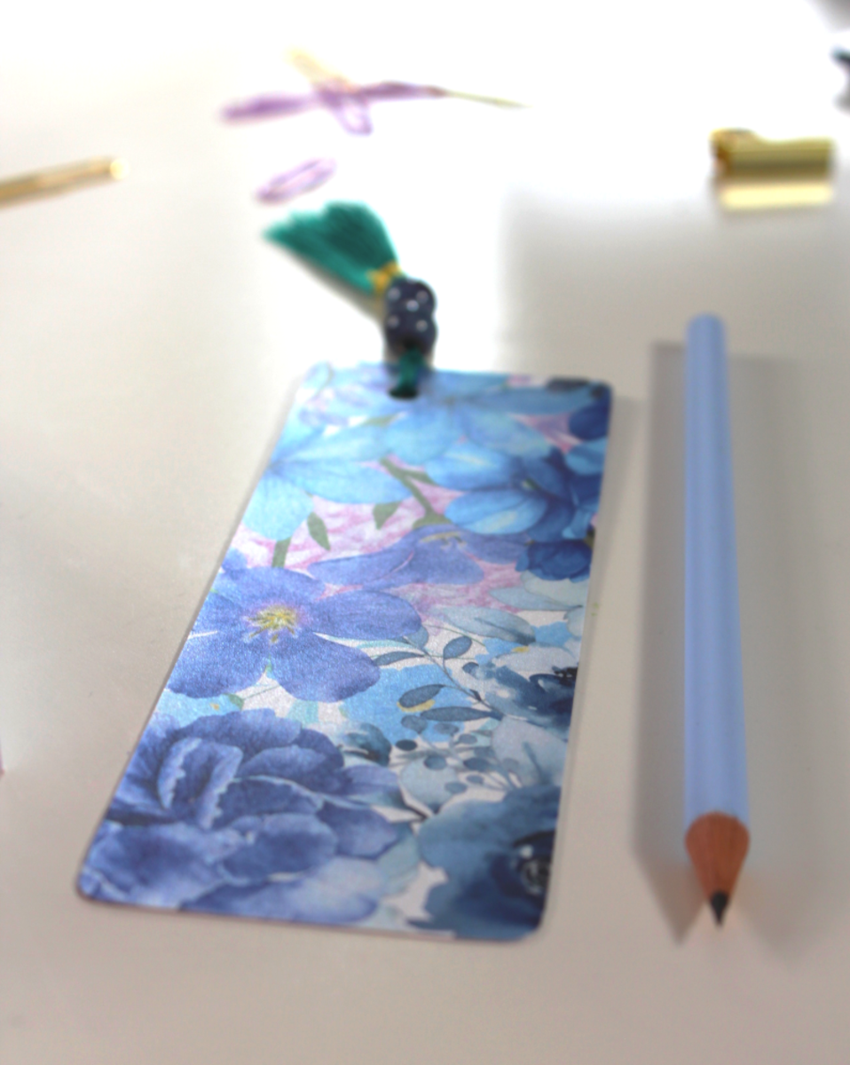 Notizbuch-Set Blau Floral – mit Bleistift & Einleger