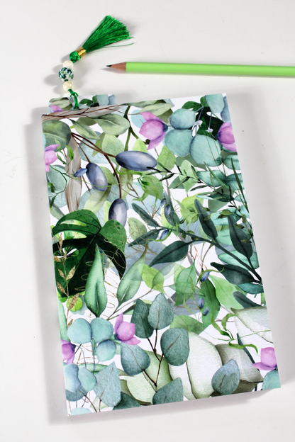 Notizbuch-Set Grün Floral – mit Bleistift & Einleger