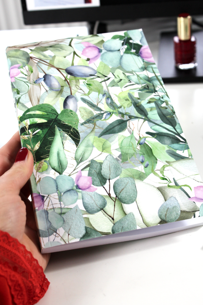 Notizbuch-Set Grün Floral – mit Bleistift & Einleger