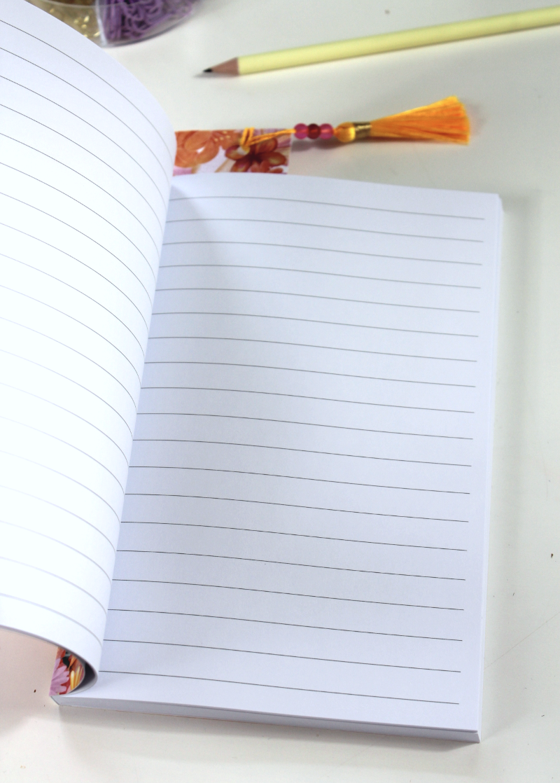 Notizbuch-Set Orange Floral – mit Bleistift & Einleger