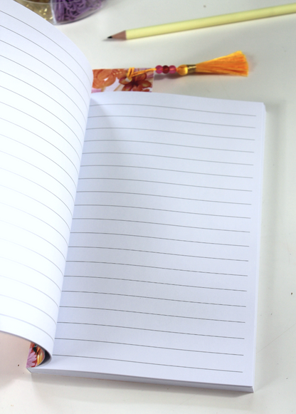 Notizbuch-Set Orange Floral – mit Bleistift & Einleger