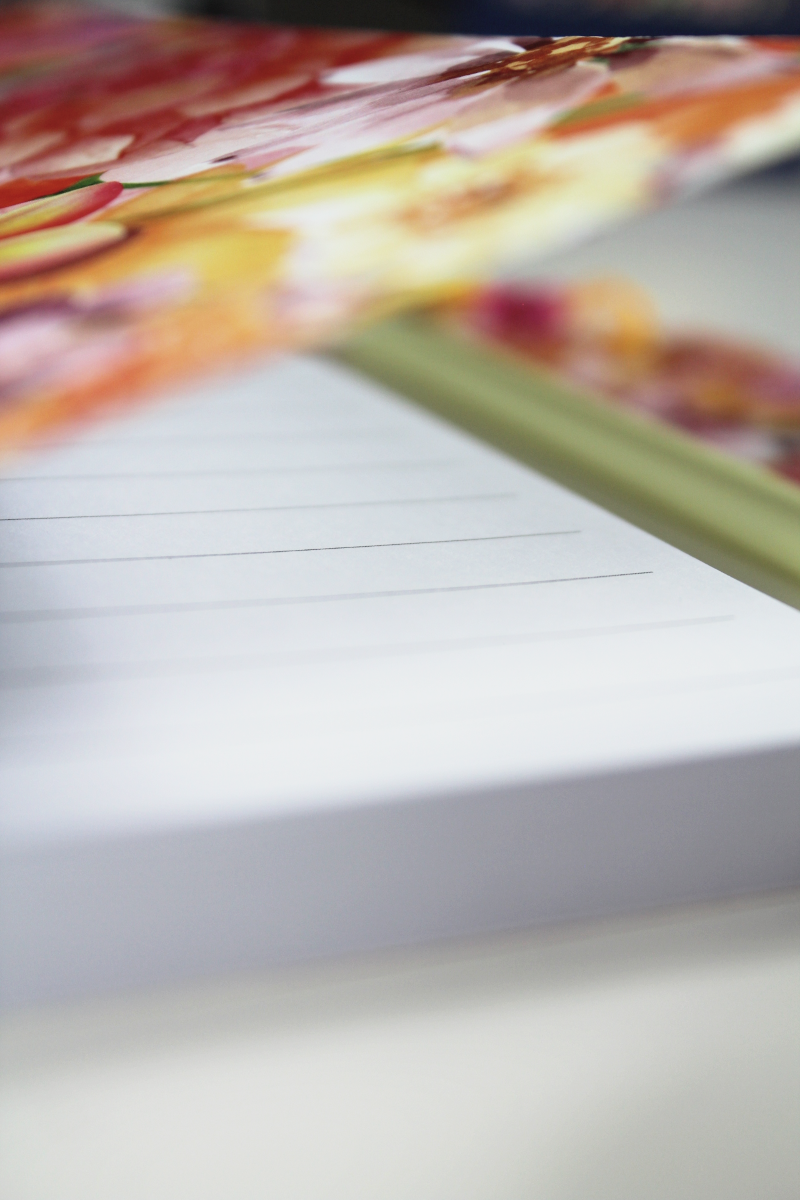 Notizbuch-Set Orange Floral – mit Bleistift & Einleger
