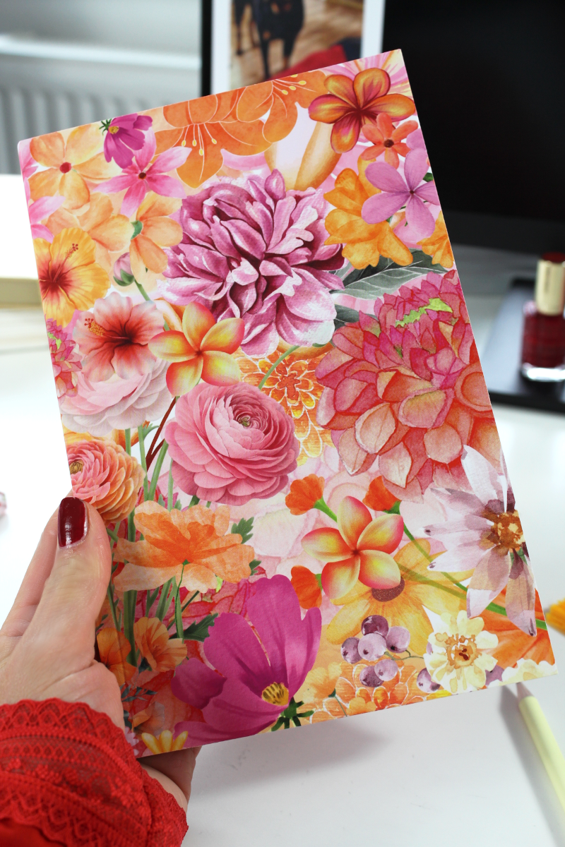 Notizbuch-Set Orange Floral – mit Bleistift & Einleger