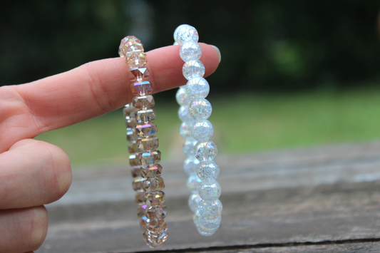 Armband-Set Champagner & Crushed-Glas – doppelt schön
