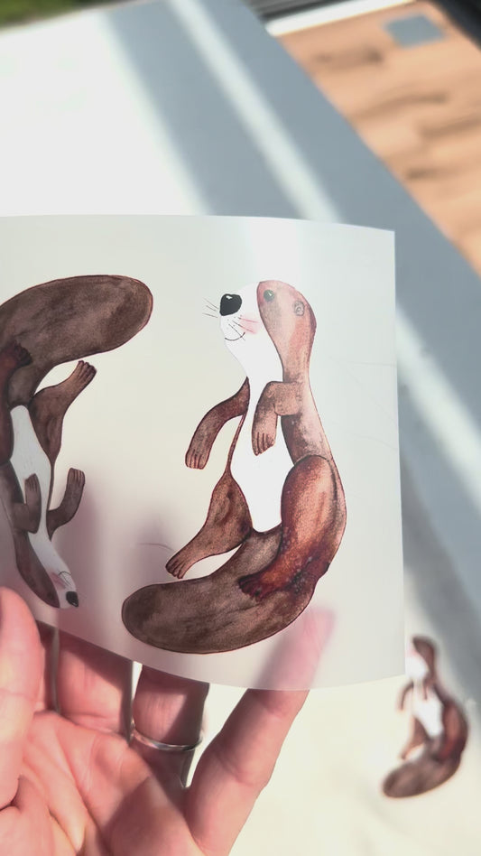 DIY-Kreativset Stoffbeutel mit süßen handdesignten Bügelbildern – Gestalte dein eigenes Lieblingsstück „Otterliebe“ – Für echte Herzensmomente