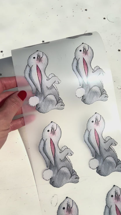 DIY-Kreativset Stoffbeutel mit süßen handdesignten Bügelbildern – Gestalte dein eigenes Lieblingsstück „Schlappohrhäschen“ – Hoppelnde Niedlichkeit zum Aufbügeln