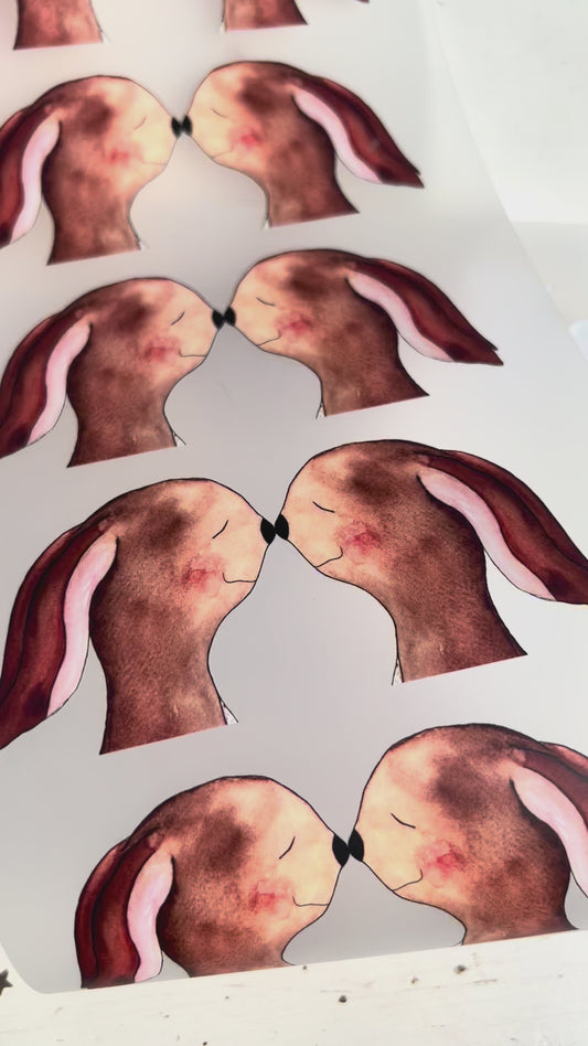DIY-Kreativset Stoffbeutel mit süßen handdesignten Bügelbildern – Gestalte dein eigenes Lieblingsstück „Hasennasen“ – Zwei Nasen, ein Herz