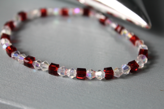 Handmade - Perlenarmband "Rubin Sparkle"