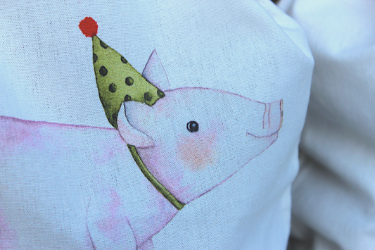 Baumwollrucksack "Hippo" Kinderrucksack Sportbeutel Schwimmbetel Urlaub Schule Freizeit Illustation Kinder Königsknöpfe
