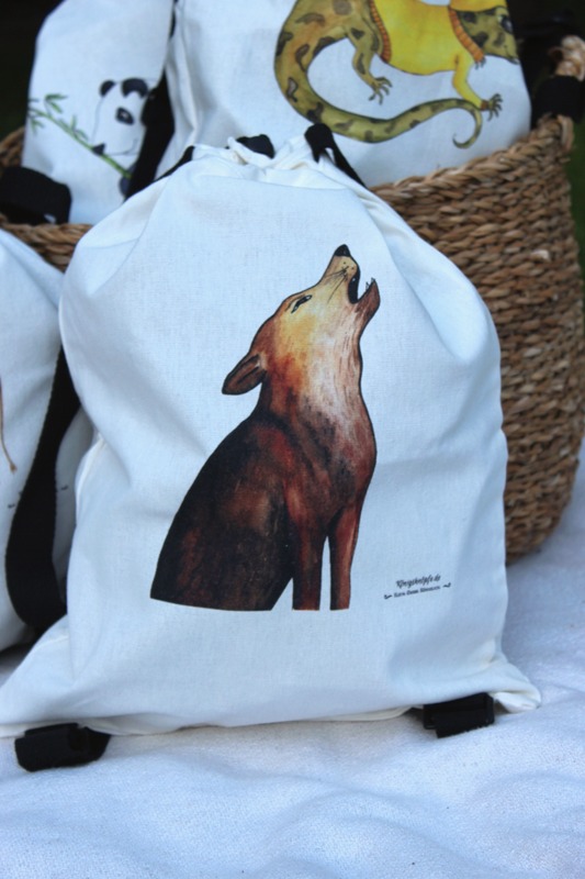 Baumwollrucksack "Hippo" Kinderrucksack Sportbeutel Schwimmbetel Urlaub Schule Freizeit Illustation Kinder Königsknöpfe