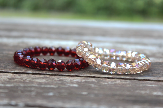 Armband-Set Bordeaux & Champagner – für alle, die Funkeln lieben