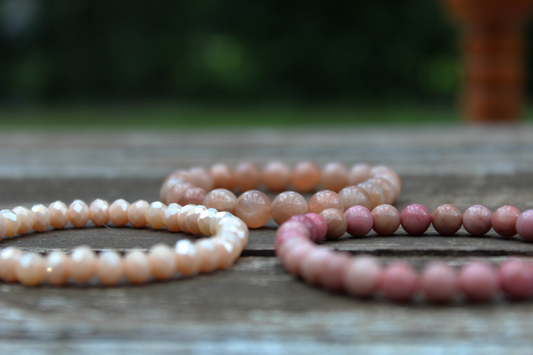 Armband-Set Natur- und Edelsteine Apricot - Rosé