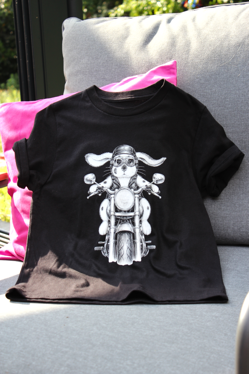 Kinder-T-Shirt „Biker-Hase"
