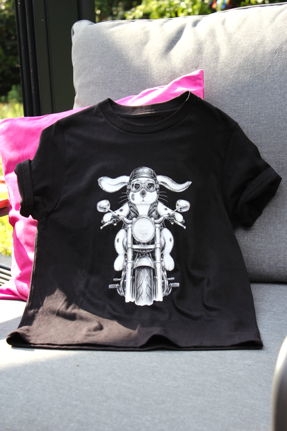 Kinder-T-Shirt „Biker-Hase"