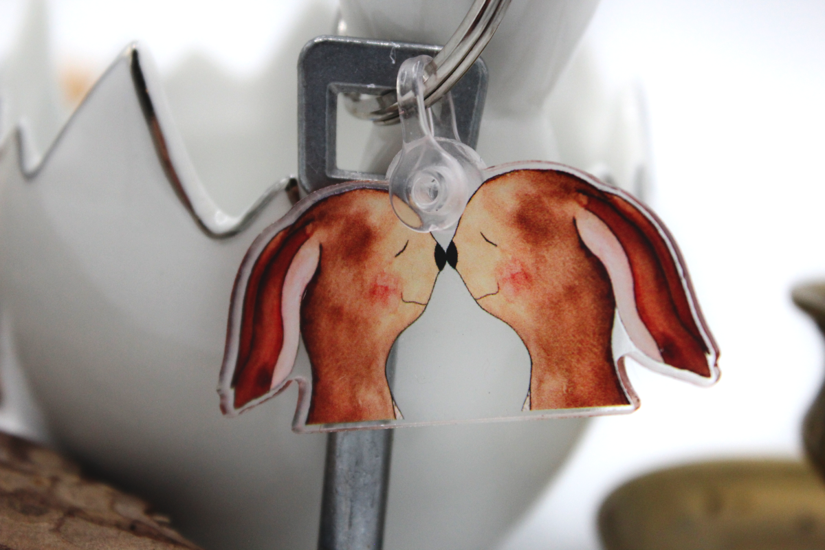 Schlüsselanhänger Hasennasen Keychains Kinder Königsknöpfe Geschenk Glück