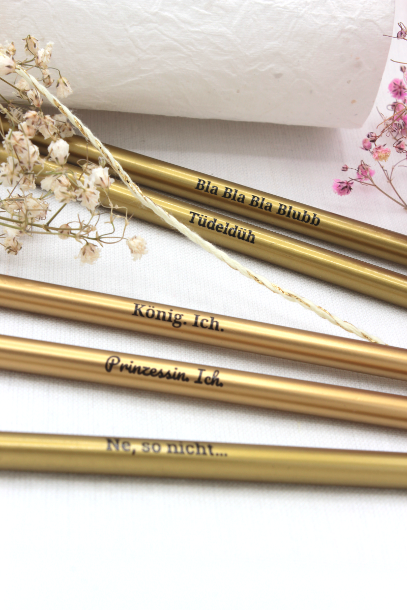Stift mit Text Spruch Bleistift Bla Bla Bla Blubb Königsknöpfe