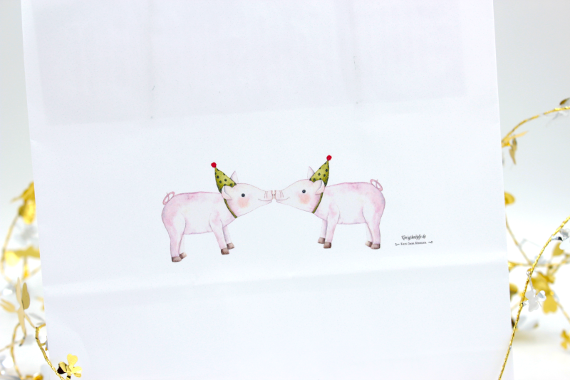 Geschenktütchen Partyschwein Partyausstattung Königsknöpfe Kinder Geburtstag